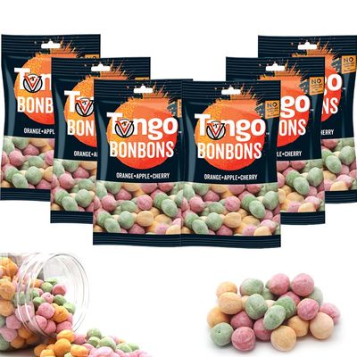 Assorted Flavour Chewy Bonbons Sweets 90g - Orange,Cherry,Apple Flavour Sweets Mix (6 Bags)