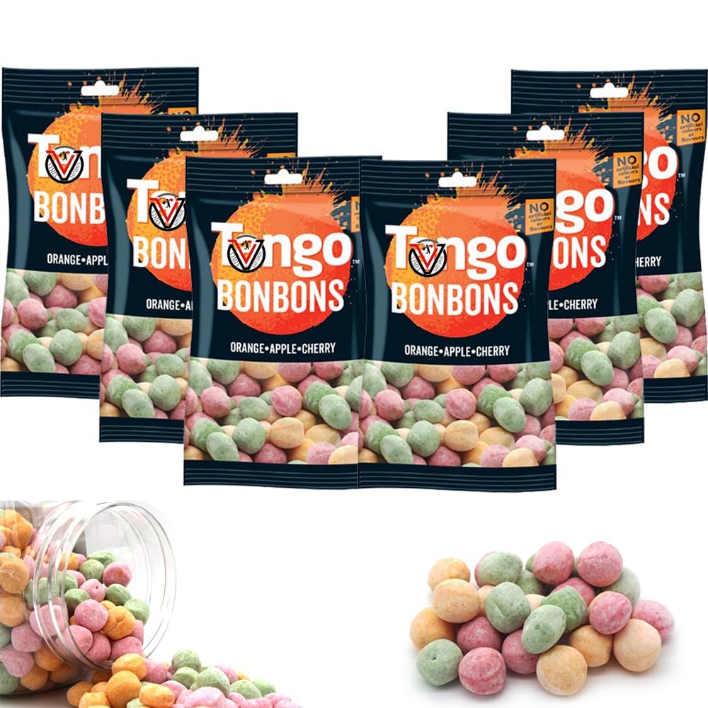 Assorted Flavour Chewy Bonbons Sweets 90g - Orange,Cherry,Apple Flavour Sweets Mix (6 Bags)