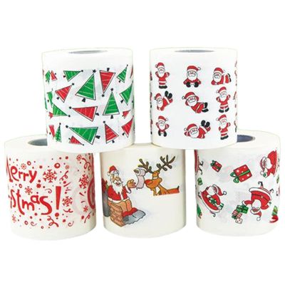5PCS Bathroom Tissue Toilet Paper Double-Layer Toilet Paper Bulk with Amusing Christmas Prints Soft & Safe Toilet Paper Rolls Party Favor for Bathroom Decor,Toilet Paper Bulk