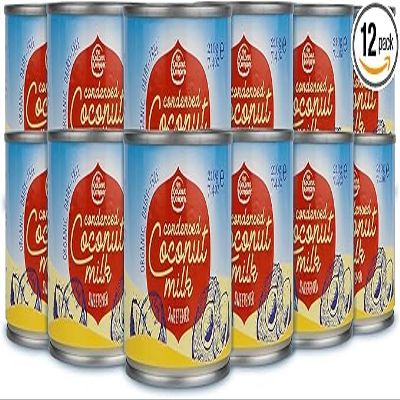 The Coconut Company Organic Condensed Coconut Milk, Mixed with Sugar to Make a Rich Sugary Cream, Use to add a Sweet hit to Desserts, or as a Topping for Cakes, 210g (Pack of 12)