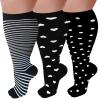 3 Pairs Plus Size Compression Socks for Women and Men Wide Calf 20-30mmhg Extra Large Knee High Support for Circulation, 01-black/Black/Black, 3X-Large view 1