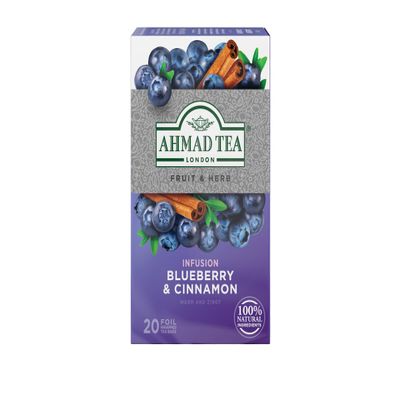 Ahmad Tea Fruit & Herbal Infusions | Blueberry & Cinnamon | 20 Teabag Sachets | 1 Pack