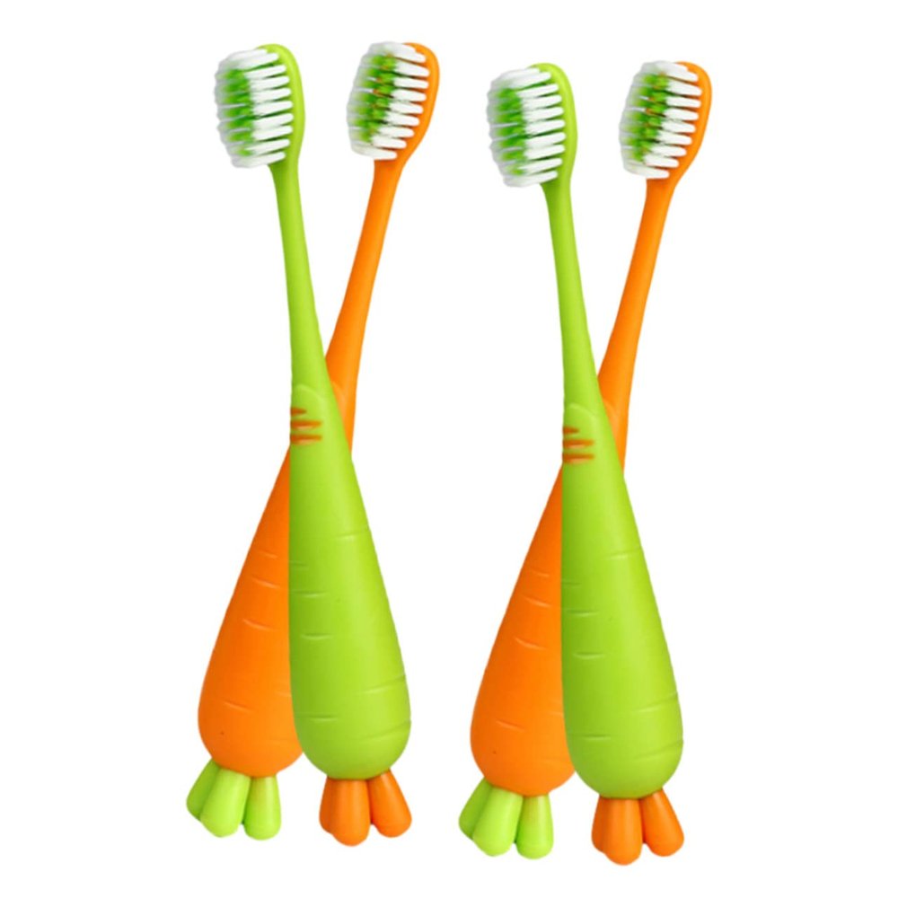 BELLIFFY Kids Manual Toothbrush Set 4pcs Extra Soft Bristles Ergonomic Handle Childrens Daily Use Toothbrushes for Travel and Toddler Oral Care