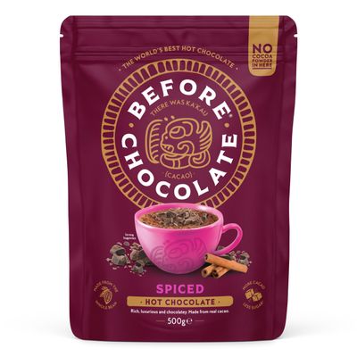 Before Chocolate - Spiced Hot Chocolate 500g, Made From Whole Cacao Bean - Dairy, Gluten, Nut & SOYA Free