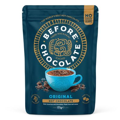 Before Chocolate - Original Hot Chocolate 135g, Made From Whole Cacao Bean - Dairy, Gluten, Nut & SOYA Free