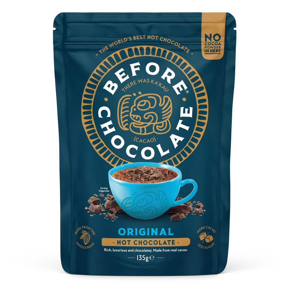 Before Chocolate - Original Hot Chocolate 135g, Made From Whole Cacao Bean - Dairy, Gluten, Nut & SOYA Free