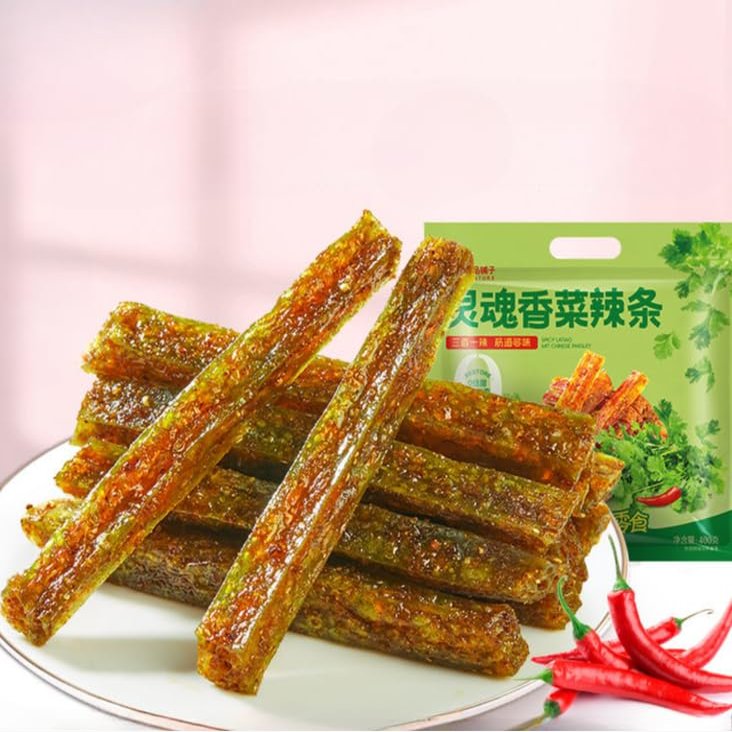 Cilantro latiao20/40/60packsLatiao gift package, healthy and nutritious vegetable latiao, Mala spicy snacks, snack food, delicious Chinese snack gifts, vegan, handmade latiao (800g(About 40 packs))