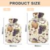 Hot Water Bottle with Cover, Old Grape Wine 2L Leakproof Hot Water Bag for Hand Feet Warmer, Neck, Shoulder, Back, Muscle Pain Relief, Cold Compress view 3