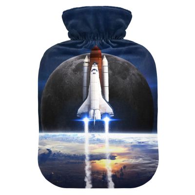 Hot Water Bottle with Cover, Earth Planet Space 2L Leakproof Hot Water Bag for Hand Feet Warmer, Neck, Shoulder, Back, Muscle Pain Relief, Cold Compress