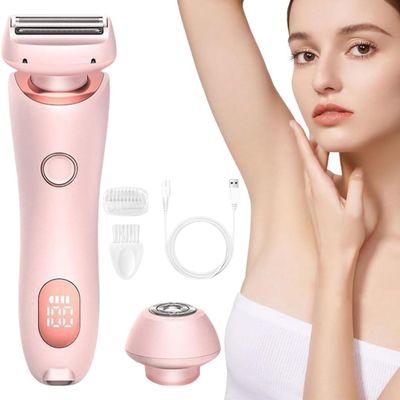 Duskofficial Razor, Glide Pro 3.0 Razor, 2 in 1 Portable Electric Shaver, Bikini Leg Underarm Public Hair Rechargeable Trimmer, Waterproof Electric Razor for Women, Removable Head (Pink)