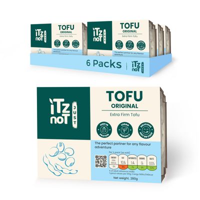 iTz noT JUST TOFU Original (Pack of 6 x 280g) | Vegan Tofu Block | High Protein Plant-Based Food | Nigari Coagulated | Gluten-Free & Low Fat | Versatile Cooking Ingredient for Healthy Meals