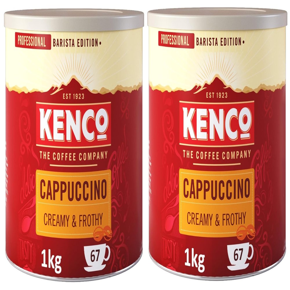 Kenco Cappuccino Instant Coffee 1kg Tin, Creamy & Frothy (Pack of 2)