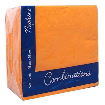 Tezraftaar 500 x Paper Napkins Disposable 33cm x 33cm 2Ply Orange Serviettes Tissue Paper for Catering Supply Tableware Weddings Christmas Birthday Parties