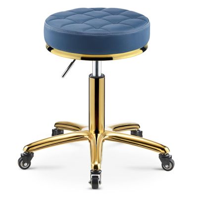 360rolling rotation salon stool,round leather cushion beauty chair 330 Lbs load heavy hydraulic stool,lifting wheel and gold stainless steel base,for spa work office massage nail tattoo work chair(Na