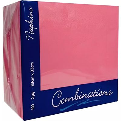 Tezraftaar 300 x Paper Napkins Disposable 33cm x 33cm 2Ply Pink Serviettes Tissue Paper for Catering Supply Tableware Weddings Christmas Birthday Parties