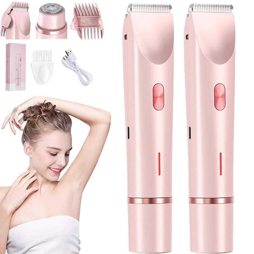 Glow Aura Shaver, Glowshave Hair Remover, Dual Head Shaver Women, GlowShave - 2 in 1 Women's Body Shaver, Wet and Dry, for Leg Arm Underarm (2pcs)