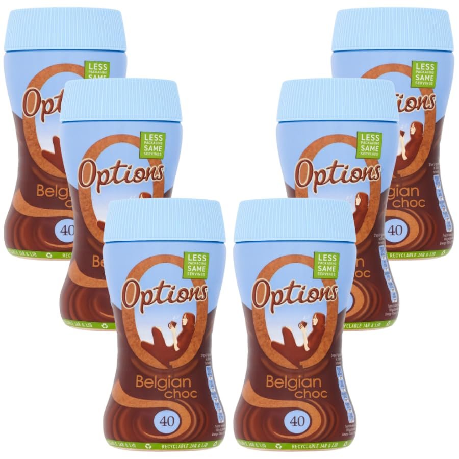 Hot Chocolate Bundle with Options Belgian Hot Chocolate Drink Jar 220g - 6 Pack | Instant Hot Chocolate Drink with Sugars & Sweetener, Suitable For Vegetarians.