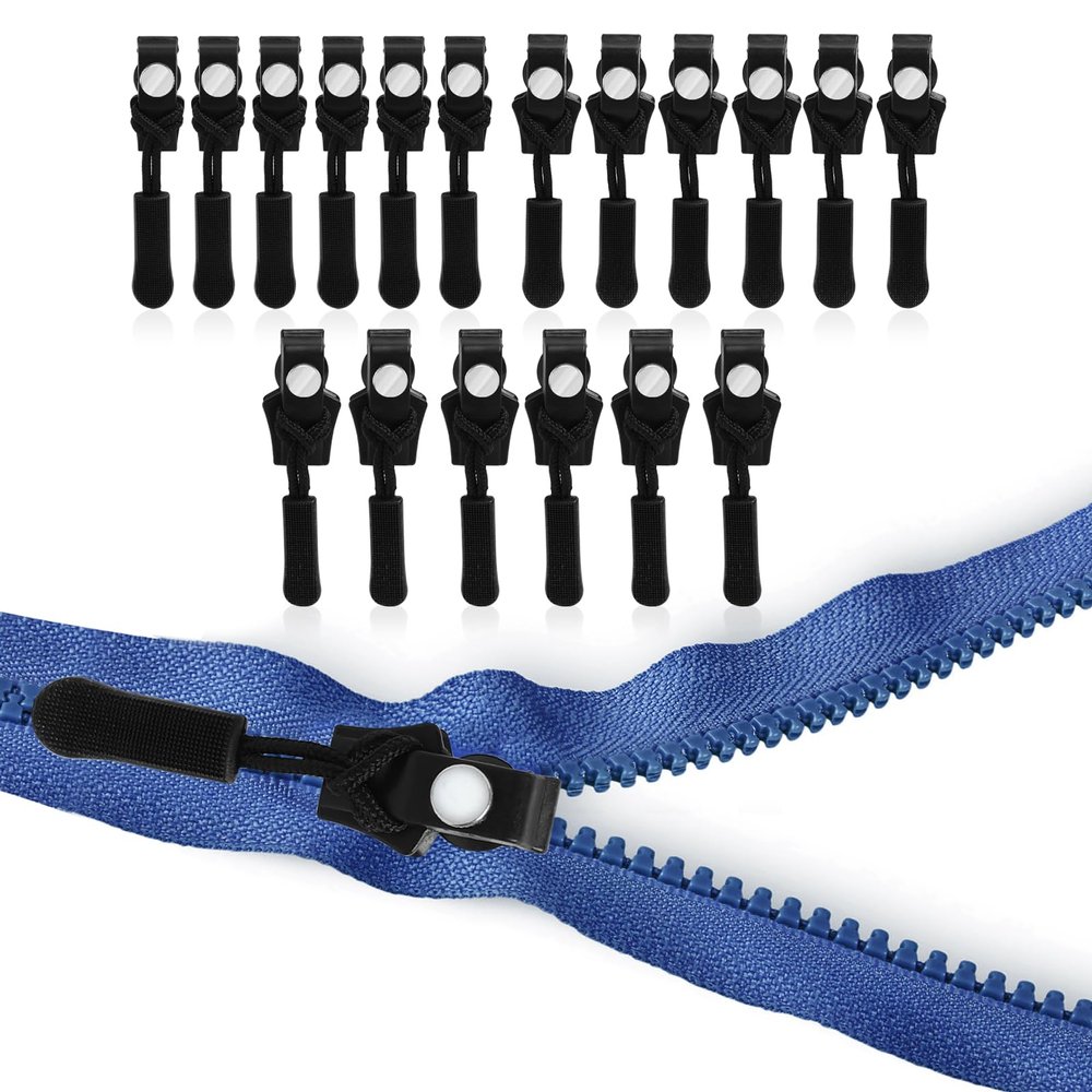 18PCS Universal Zipper Repair Kit - 3 Sizes Zipper Puller Replacement & Fixing Slider for Luggage, Backpacks, Jackets, Jeans - No Tools Required