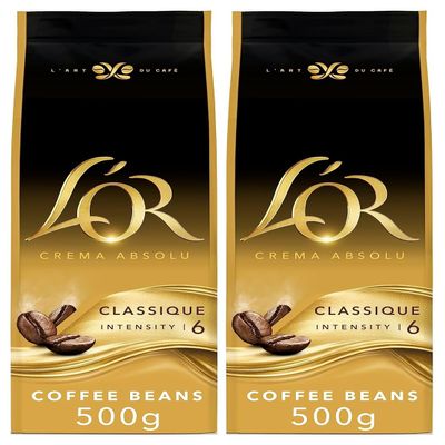L'OR Crema Absolu Classique Coffee Beans 500g (Pack of 2)
