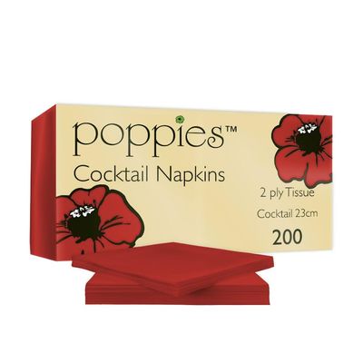 Tezraftaar 600 x Cocktail Paper Napkins Disposable 24cm x 24cm 2Ply Red Serviettes Tissue Paper for Catering Supply Tableware Weddings Christmas Birthday Parties