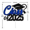 Class of 2025 Cake Topper, Congrats Grad 2025 Graduation Cake Decor, High School/College Graduate Celebration Party Decoration Supplies, Black and Blue Glitter view 2