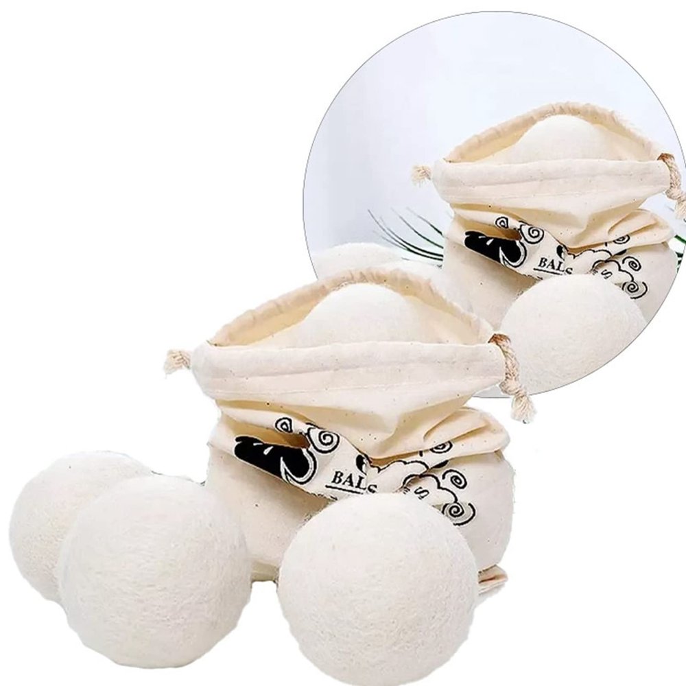6PCS Wool Laundry Balls Reusable Fabric Softener Wool Dryer for Speeding Up Dry Time