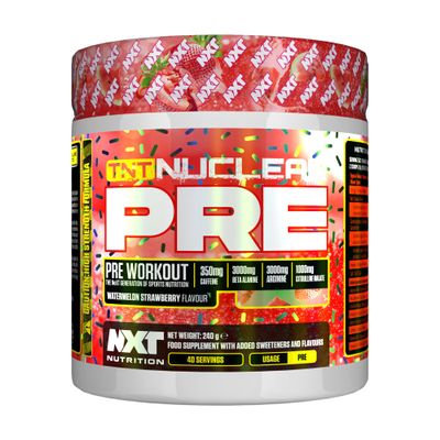 NXT Nutrition TNT Nuclear Pre Workout  Pre Work Out Energy Drink| L-Citrulline, Beta Alanine, Caffeine for Pump, Endurance & Focus - 40 Servings Mixed Candy, Vegan | Glitter | Watermelon & Strawberry