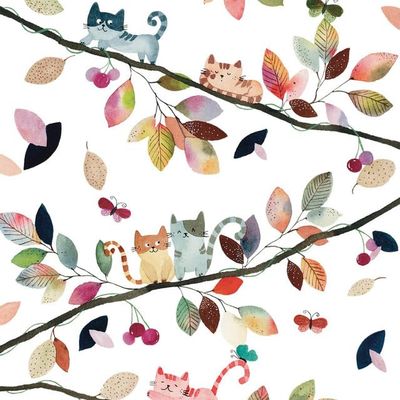 20 Napkins Autumn Cats in Autumn Tree Table Decoration Paper Napkins with Motif Also for Decoupage and Decoupage 33 x 33 cm