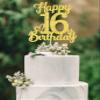 16 Birthday Cake Toppers-Gold Glitter, 16th Cake Topper for boy,16 Cake Topper For girl, 16th birthday decorations,16th Birthday Cake Topper Sixteen view 1