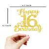 16 Birthday Cake Toppers-Gold Glitter, 16th Cake Topper for boy,16 Cake Topper For girl, 16th birthday decorations,16th Birthday Cake Topper Sixteen view 2