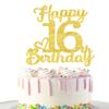 16 Birthday Cake Toppers-Gold Glitter, 16th Cake Topper for boy,16 Cake Topper For girl, 16th birthday decorations,16th Birthday Cake Topper Sixteen view 4
