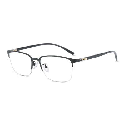 HELES Business Men Half Rim Reading Glasses Anti-Reflection Polycarbonate Blue Light Blocking Single Vision Computer Glasses-Black||+0.50 Strength