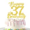 37 Birthday Cake Toppers-Gold Glitter, 37th Cake Topper for Men,37 Cake Topper For Women, 37th birthday decorations,37th Birthday Cake Topper Thirty seven view 3
