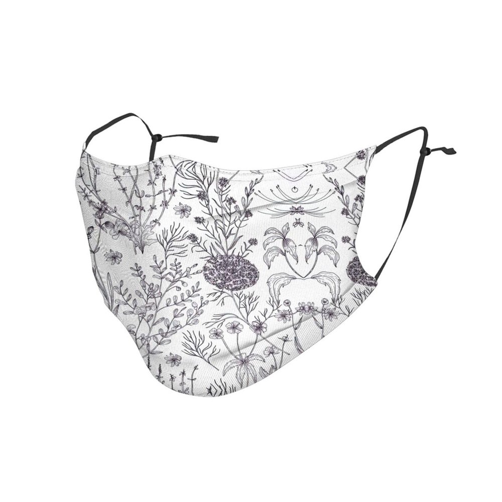 Flowering Herbs and Herbaceous Plants Adult Dust Mask Cover - Breathable, Adjustable for Outdoor, Camping, Running, Traveling, Work, and Daily Use