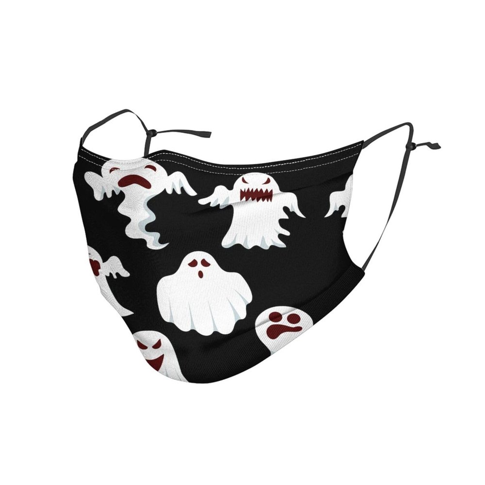 Funny White Ghost Adult Dust Mask Cover - Breathable, Adjustable for Outdoor, Camping, Running, Traveling, Work, and Daily Use