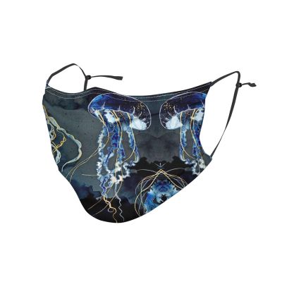 Blue and Gold Jellyfish Adult Dust Mask Cover - Breathable, Adjustable for Outdoor, Camping, Running, Traveling, Work, and Daily Use