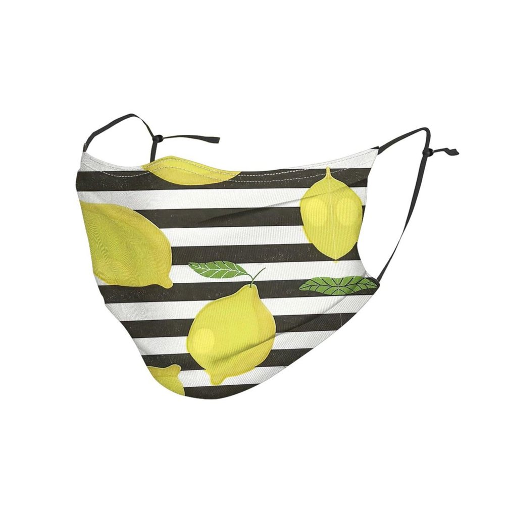 blue stripe and Lemon Adult Dust Mask Cover - Breathable, Adjustable for Outdoor, Camping, Running, Traveling, Work, and Daily Use