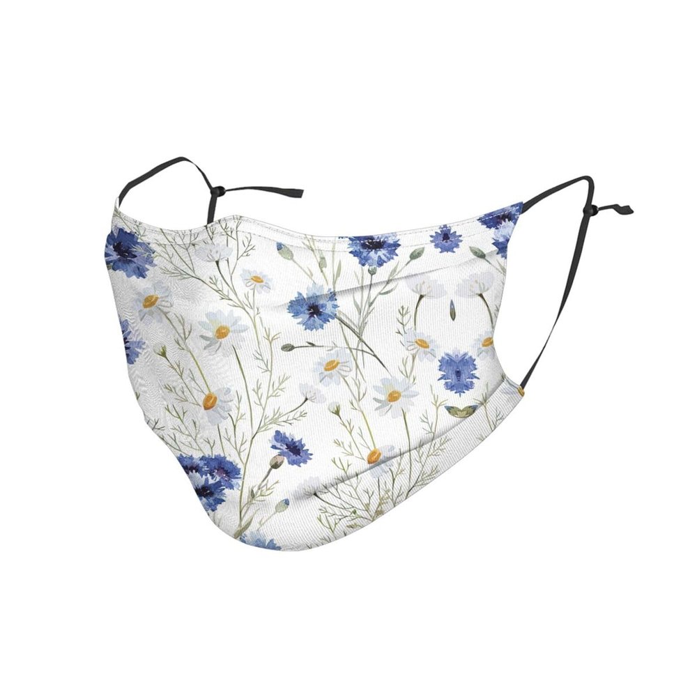 Flowers and Cornflowers Daisies Adult Dust Mask Cover - Breathable, Adjustable for Outdoor, Camping, Running, Traveling, Work, and Daily Use