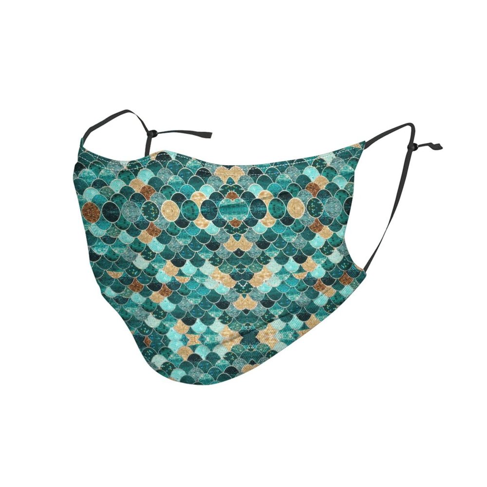 Mermaid fish scale print Adult Dust Mask Cover - Breathable, Adjustable for Outdoor, Camping, Running, Traveling, Work, and Daily Use