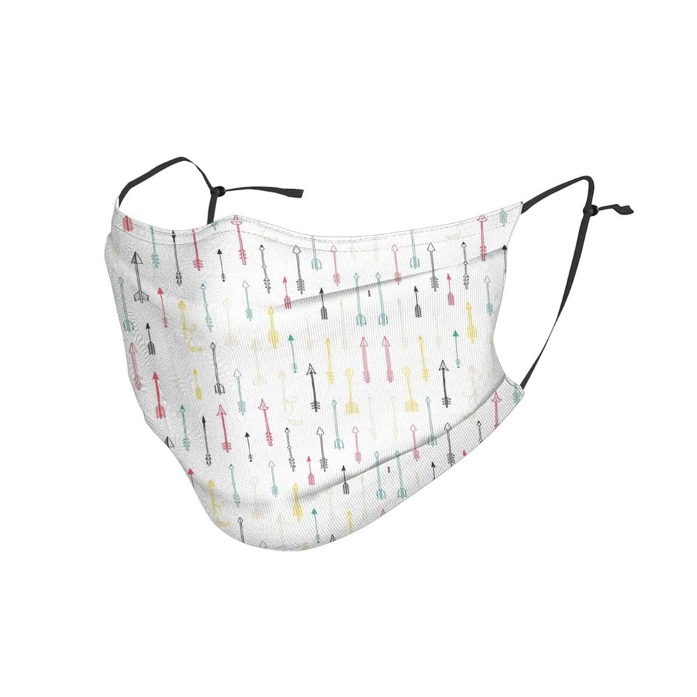 Colorful Hand Drawn Art with Boho Style Arrows Adult Dust Mask Cover - Breathable, Adjustable for Outdoor, Camping, Running, Traveling, Work, and Daily Use