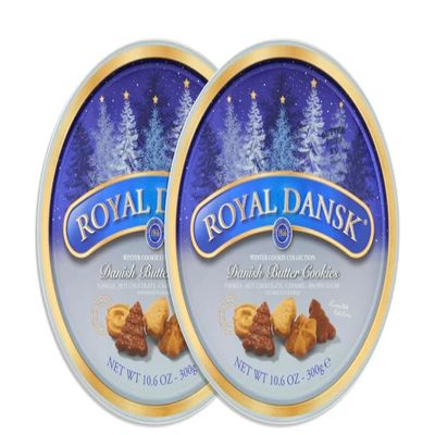 The Original Danish Recipe Butter Cookies Assortment, Royal DansK Danish Chocolate Biscuits Tin 300G (16 Ounce), Perfect Chritsmas Gift for friends and family, Gift Box for Women, Men & Kids (2 Tins)