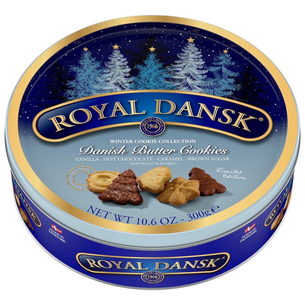 The Original Danish Recipe Butter Cookies Assortment, Royal DansK Danish Chocolate Biscuits Tin 300G (16 Ounce), Perfect Chritsmas Gift for friends and family, Gift Box for Women, Men & Kids (1 Tin)