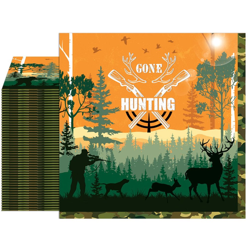 40PCS Hunting Camo Party Paper Napkins,Hunting Birthday Party Decorations Disposable Hunting Napkins for Oh Deer Baby Shower Decorations for Boy Birthday Picnic Retirement Outdoor Tournament Events