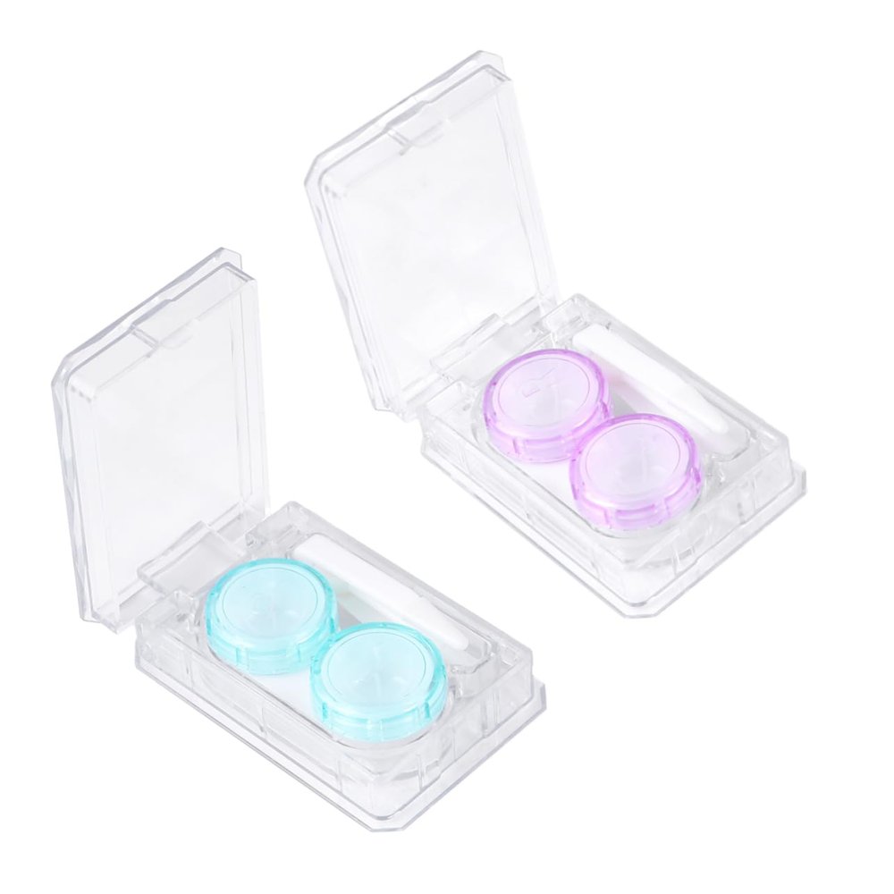 Healeved 2pcs Lens Case Lens Storage Box Container Holder for Contacts Cleaning Case Blue for Daily Use