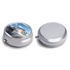 Cruise Ship Round Pill Box Portable Metal Pill Case 3 Compartment Small Travel Pill Organizer Cute Vitamins Holder Organizer for Purse Pocket view 3