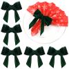 Christmas Napkin Rings Set of 6 - Green Bow Velvet Napkin Holder Rings - Chic Napkin Buckle for Holiday, Birthday Party, Anniversary Dinner, Wedding & Dining Table Decoration view 1