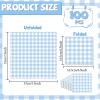 100Pcs Blue and White Gingham Scalloped Napkins 6.5in Plaid Paper Decoration Party Supplies Light Blue Checkered Dessert Disposable Napkins for Boys Wedding Birthday Baby Shower Picnic Party Favor view 2