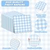 100Pcs Blue and White Gingham Scalloped Napkins 6.5in Plaid Paper Decoration Party Supplies Light Blue Checkered Dessert Disposable Napkins for Boys Wedding Birthday Baby Shower Picnic Party Favor view 3