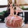 Rose Gold Glitter Sweet 16 Cake Topper, Butterfly Happy 16th Birthday/Happy Sweet 16, Funny Butterfly Themed 16th Birthday Party Decorations view 3