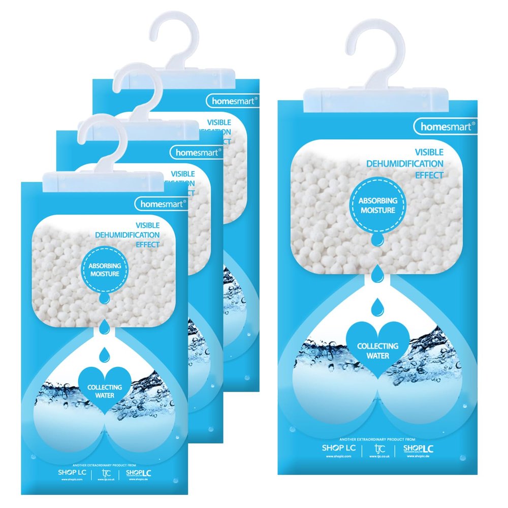 Homesmart Wardrobe Dehumidifier Hanging Bags Set of 3, 220g Each Ideal to Stop Damp & Condensation- for Wardrobe, Home, Kitchen, Garage, Bedroom, Caravan, Office, Basement etc.